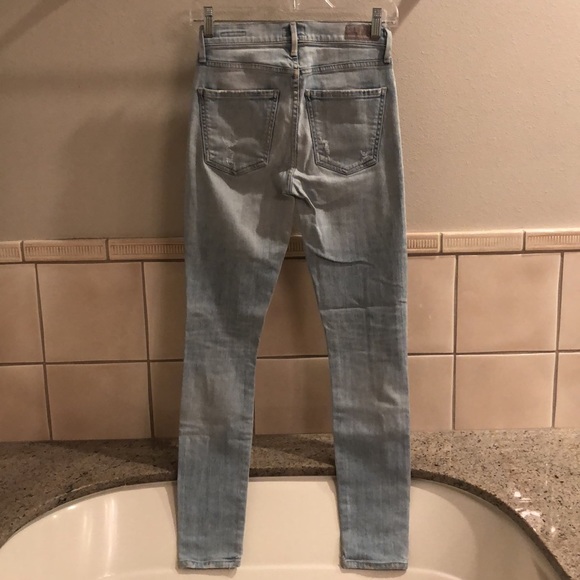 Agolde Sophie distressed ripped light wash faded high waisted crop skinny jeans - Picture 6 of 14